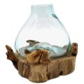 Molten Glass on Wood - Fish Bowl with Light