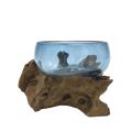 Molten Glass on Wood - Blue Bowl, Mini
